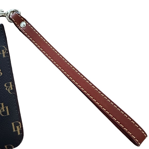 Dooney & Bourke Brown and Tan Logo Wristlet - Picture 4 of 9